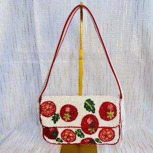 Handmade Beaded Tomato Shoulder Bag | NWT